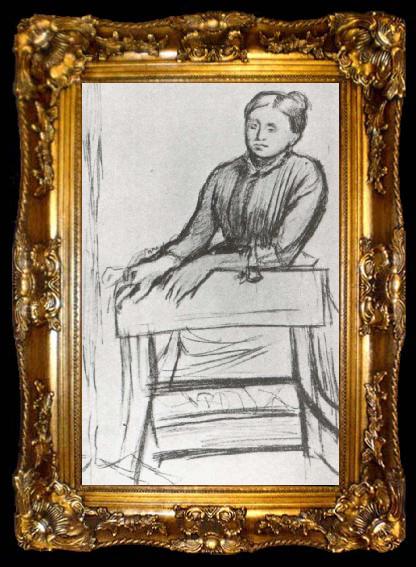 framed  Edgar Degas Helene Rouart leaning on a chair, ta009-2